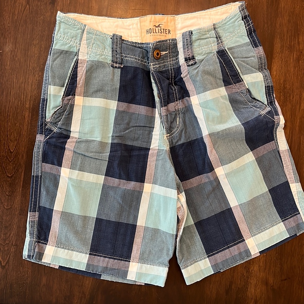 Blue Plaid Hollister Shorts Waist Size 30